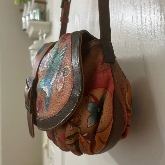 Anuschka Flying Jewels Small Ruched Flap Boho Shoulder Bag Limited Ed, Like New - Picture 5 of 14